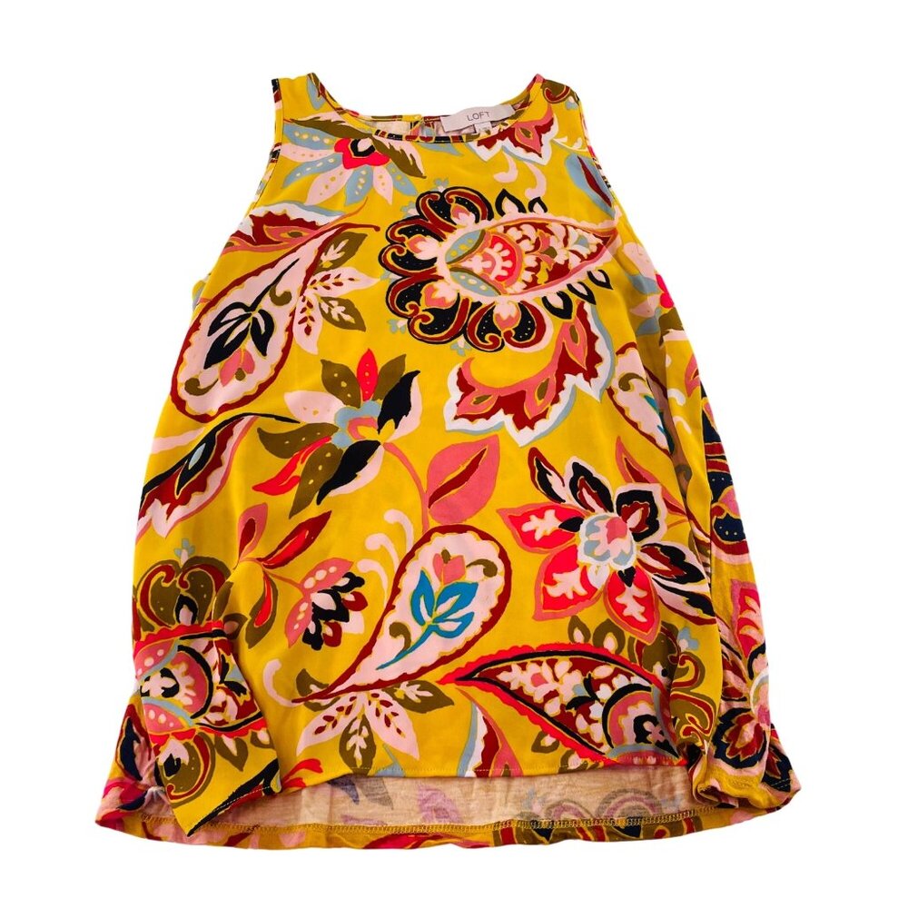 LOFT‎ Women's size Small Sleeveless Flowy Blouse Knit Colorful Paisley Print